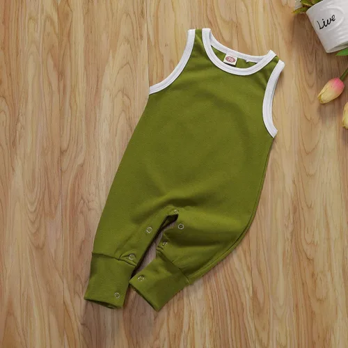 Vista 28 de Mameluco básico de una pieza de color sólido para bebés y niñas