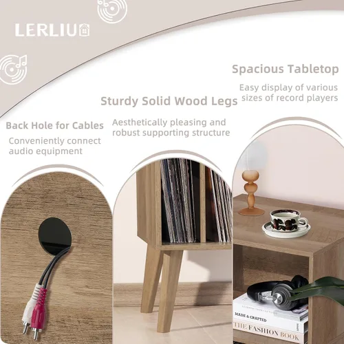 Vista 21 de Lerliuo - Soporte para tocadiscos, soporte para tocadiscos negro con capacidad para hasta 160 álbumes