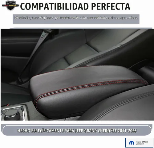 Vista 4 de Cubierta de reposabrazos de consola premium para Jeep Grand Cherokee 2011-2019 – Protector de tapa de consola suave, lavable a máquina – Fácil