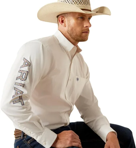 Vista 117 de Ariat Camisa de sarga con logotipo del equipo para hombre