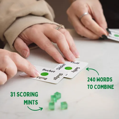 Vista 3 de Cheer Up Games Juego de cartas portátil Swearmints El juego de fiesta portátil que cabe en tu bolsillo, combina palabras tontas para crear