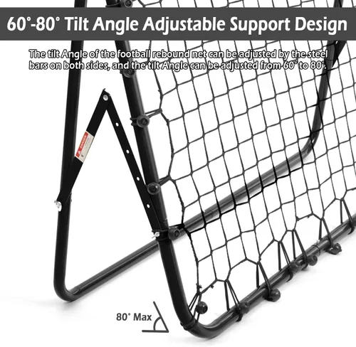 Vista 8 de Red de rebote ajustable para fútbol Entrenador de fútbol con marco de acero Red de rebote plegable portátil para práctica de pases y tiros
