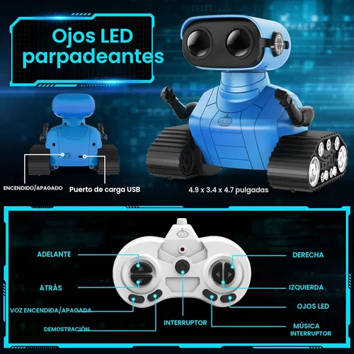 Vista 5 de Hamourd Juguetes robot para niños y niñas, robots emo recargables con control remoto con demostración automática, cabeza y brazos flexibles