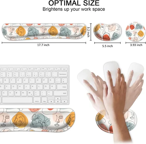 Vista 7 de Almohadilla de reposamuñecas para teclado ampliada, kit ergonómico de reposamuñecas para teclado y mouse con cojín de espuma viscoelástica, soporte