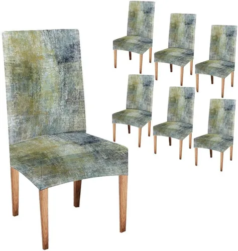 Vista 155 de TOMWISH Juego de 2 fundas para sillas de comedor, color turquesa y gris, fundas elásticas para sillas Parsons, de elastano, lavables, protectores