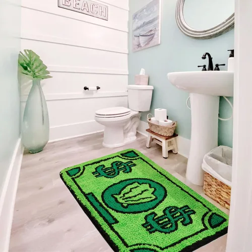 Vista 2 de RoomTalks Linda alfombra de dinero de 3 x 5 pulgadas, divertida, pequeña, para dormitorio de niñas, niños, baño, cocina, dormitorio, antideslizante