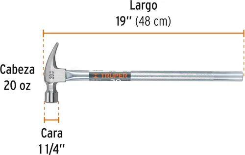 Vista 3 de TRUPER SJ-16 Martillo de garra curvado, mango tubular 16 oz (454 g) Mango 13 "(330mm)