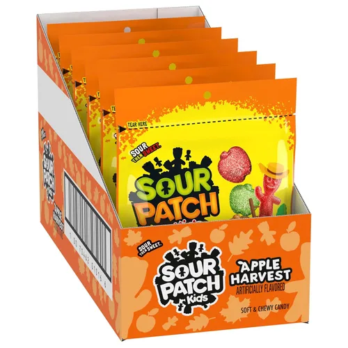 Vista 9 de SOUR PATCH KIDS Apple Harvest - Caramelos suaves y masticables de Halloween, 6 bolsas de 10 onzas