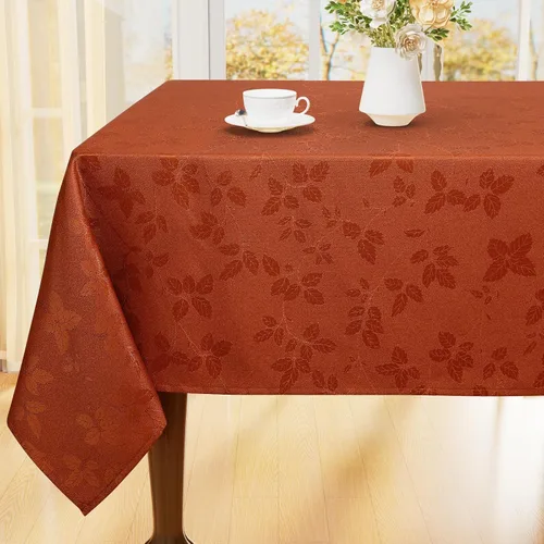 Vista 10 de Moosfor Camino de mesa rectangular de Acción de Gracias de 13 x 72 pulgadas, mantel jacquard impermeable de otoño con calabaza, hongos, manteles