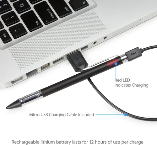 Vista 3 de BoxWave AccuPoint SE Active Stylus - AccuPoint SE Active Stylus - Jet Black, lápiz óptico para teléfonos inteligentes y tabletas