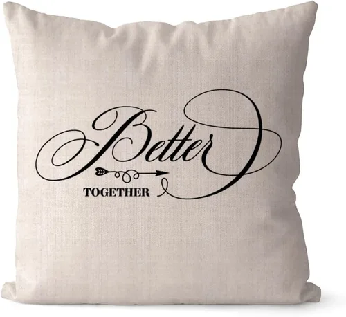 Vista 11 de Fundas de almohada de San Valentín de 16 x 16 pulgadas, con texto en inglés «All Because Two People Fell in Love», fundas de almohada de lino