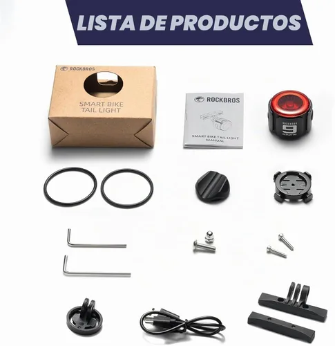 Vista 8 de ROCKBROS Luz trasera de bicicleta inteligente, ángulo ajustable y doble montaje luces traseras de bicicleta, cuentas potentes con diseño óptico