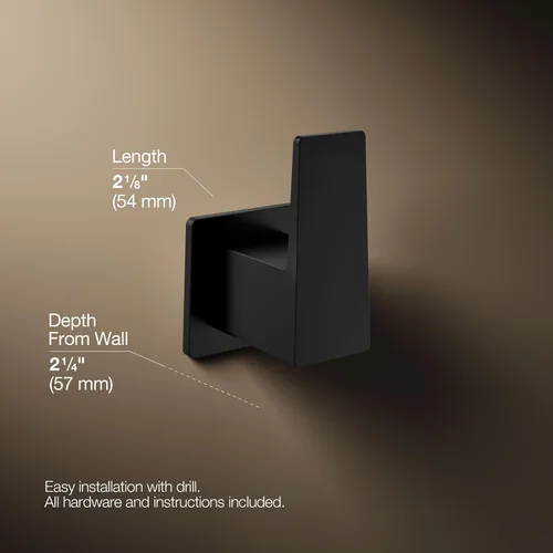 Vista 4 de Kohler 26636-BL Honesty® - Gancho para bata, color negro mate
