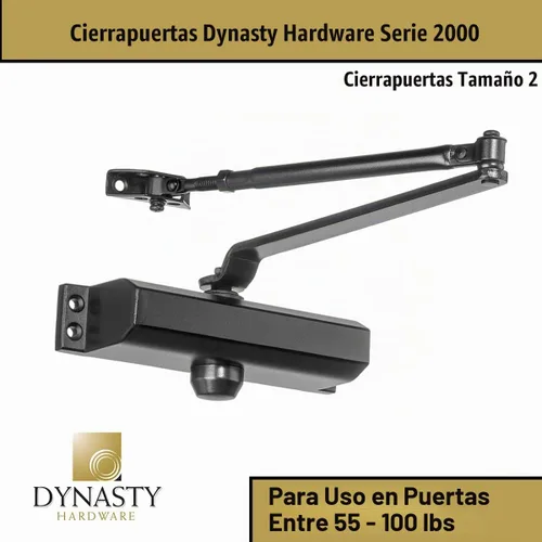 Vista 2 de Cierrapuertas Dynasty Hardware, Cierrapuertas Hidráulico Comercial, Auto-Cierre, Resorte Tamaño 2, Montaje en Superficie, Color Bronce Duronótico