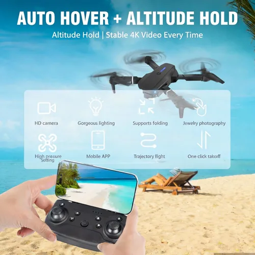 Vista 3 de Drone con cámara 1080P HD, FPV Mini Drone plegable para adultos