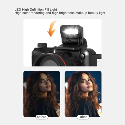 Vista 4 de Cámara digital 4K con pantalla abatible de 180°, cámara de vlogging de 50MP con zoom 16X enfoque automático para TikTok