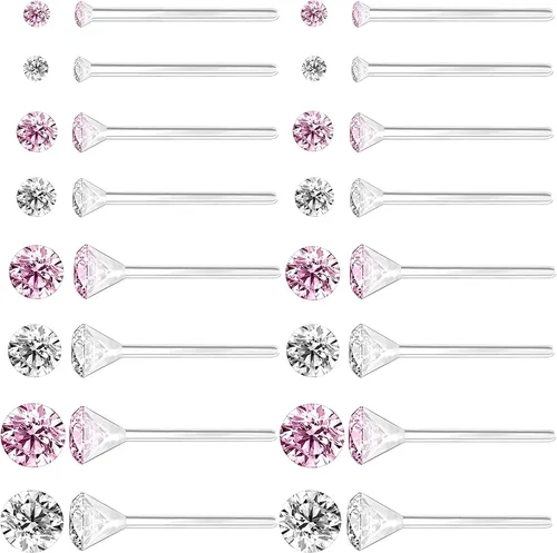 Vista 11 de Aretes de plástico antialérgicos para orejas sensibles, respaldos de silicona suave, kit de aretes de tuerca de circonita cúbica, 2mm, 3mm, 4mm, 5mm