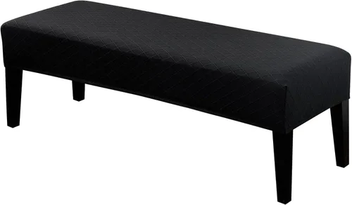 Vista 10 de SearchI Funda elástica para banco de comedor, lavable y duradera, fundas de asiento rectangulares para comedor, sala de estar, cocina (rejilla beige)