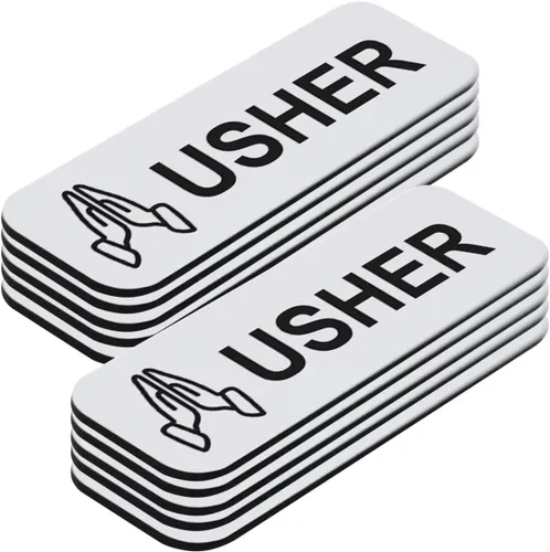 Vista 15 de Usher - Placa de identificación de 1 x 3, color negro, manos orantes (paquete de 3)