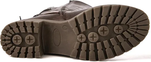 Vista 7 de GLOBALWIN Botas altas de motocicleta con tiras para mujer, botas de equitación de pantorrilla ancha con cordones en la parte trasera para otoño e