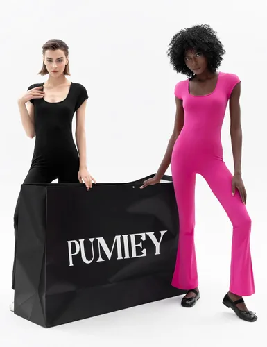 Vista 6 de PUMIEY Overol acampanado para mujer, cuello redondo, manga corta, ajustado, casual, colección Chill