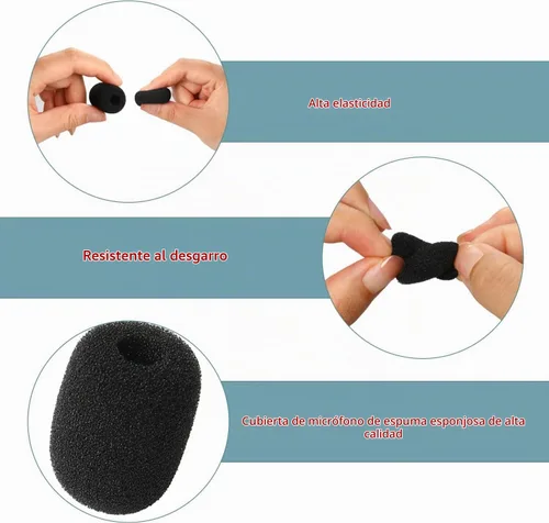 Vista 2 de 12 piezas de parabrisas de espuma para micrófono de auriculares, micrófono de 0.2 pulgadas de diámetro, filtro pop, cubierta de micrófono, mini