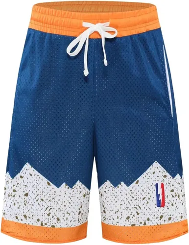 Vista 2 de BOOMLEMON Pantalones cortos de baloncesto para hombre, pantalones cortos de entrenamiento de gimnasio, pantalones cortos deportivos de malla