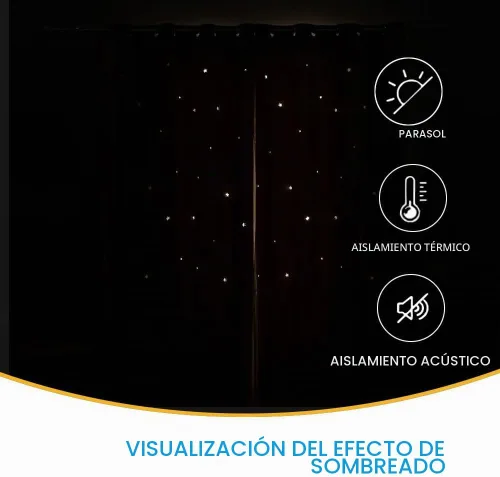 Vista 5 de Cortinas opacas con recortes de estrellas para dormitorio de niñas y niños, cortina de doble capa con aislamiento térmico y superposición Beige