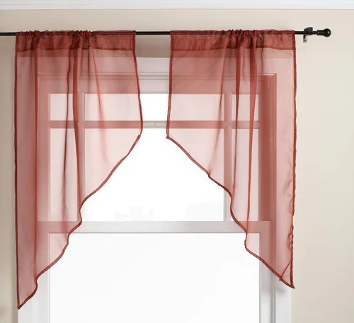 Vista 26 de Stylemaster Elegance Cenefa recta de gasa transparente, 60 x 14 pulgadas, color dorado