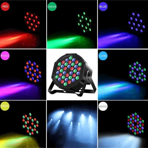 Vista 5 de MOSFiATA Paquete de 4 luces Par, RGB 36 luces LED de escenario activadas por sonido, control DMX, 7 modos de iluminación vertical con control