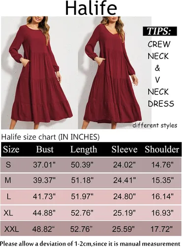 Vista 6 de Halife Vestidos largos casuales de verano para mujer, con volantes, estilo bohemio, con bolsillos