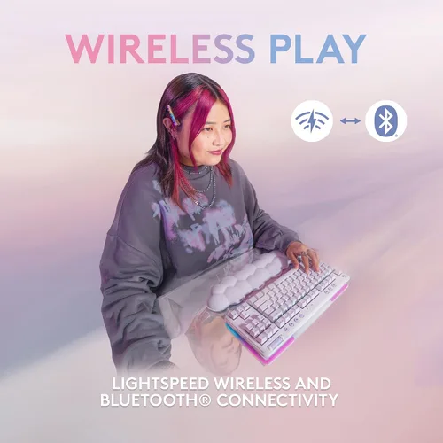 Vista 3 de Logitech G Logitech G715 Teclado mecánico inalámbrico para juegos con LIGHTSYNC RGB, LIGHTSPEED, interruptores táctiles (GX marrón) y reposamanos