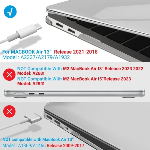 Vista 4 de IBENZER Carcasa rígida para MacBook Air de 13 pulgadas, 2020, 2019, 2018, nueva versión A2179, A1932, carcasa rígida para Apple Mac Air 13 Retina