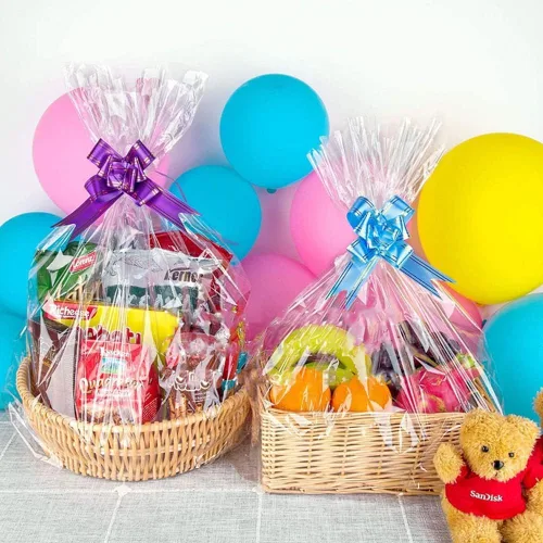 Vista 4 de 30 paquetes de bolsas de celofán de 32 x 40 pulgadas para cesta, bolsas de celofán transparentes extragrandes gigantes, bolsas de celofán