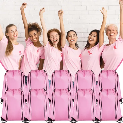 Vista 6 de 100 bolsas de mochila con cordón a granel, bolsas de cuerda para gimnasio, escuela, viajes, regalos de bricolaje, Rosa claro