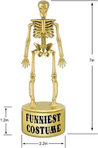 Vista 3 de Suministros para fiesta de Halloween, paquete de 4 trofeos de esqueleto