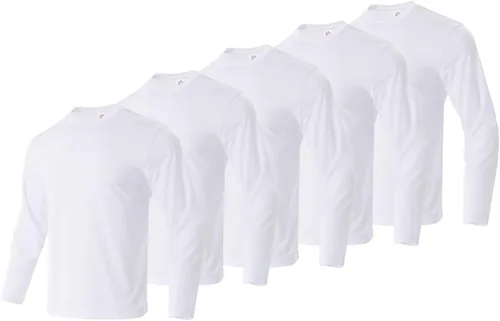 Vista 15 de LeeHanTon Camisas de manga larga para hombre, de secado rápido, cuello redondo, camisetas de trabajo, atléticas, ciclismo, senderismo, paquete de 5