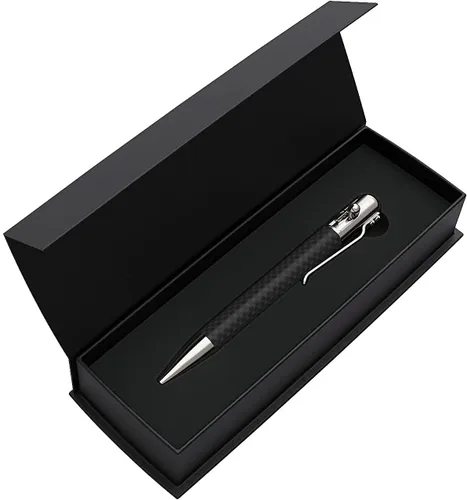Vista 6 de BASTION Bolígrafo de fibra de carbono y acero inoxidable más 1 gel de recarga de tinta negra, punta fina de metal de lujo (0.020 in) para mujeres