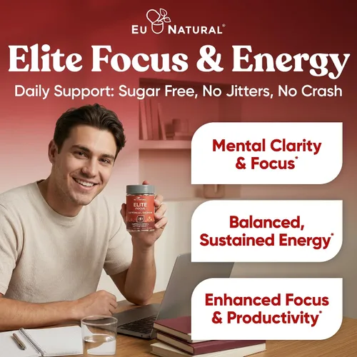 Vista 3 de Elite Cafeína con L-teanina, fuerza extra sin temblores, energía enfocada, cápsulas nootrópica natural para el rendimiento cognitivo, 120 cápsulas