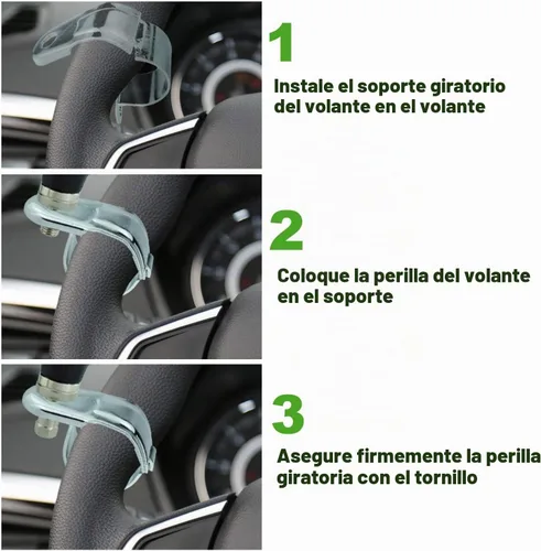 Vista 7 de Lunsom Rueda giratoria para volante, con forma de dados, perilla de rueda giratoria de automóvil, mango de potencia suicida, ayuda de conducción