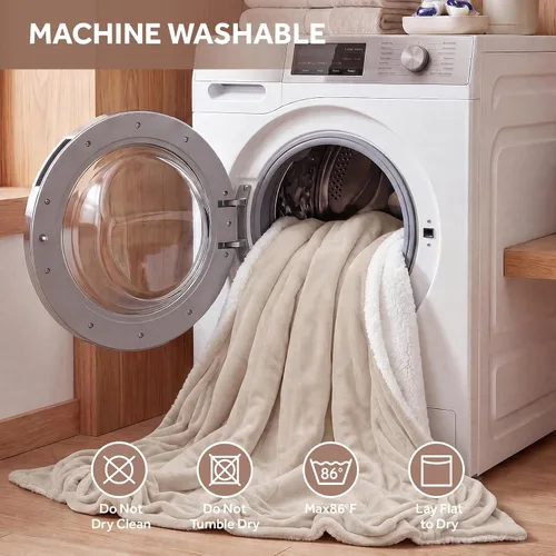 Vista 5 de Westinghouse - Manta eléctrica con calefacción, suave manta de franela a sherpa con 6 niveles de calefacción, configuración de tiempo de 2-10 horas