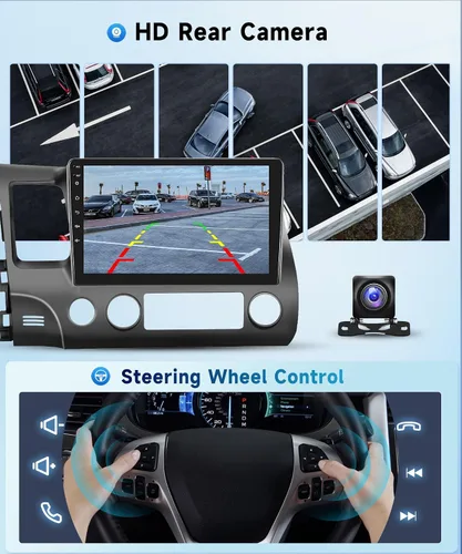 Vista 6 de Estéreo de coche 2G+32G para Honda Civic 2006 2007 2008 2009 2010 2011 con Carplay inalámbrico Android Auto, radio de coche Android de pantalla