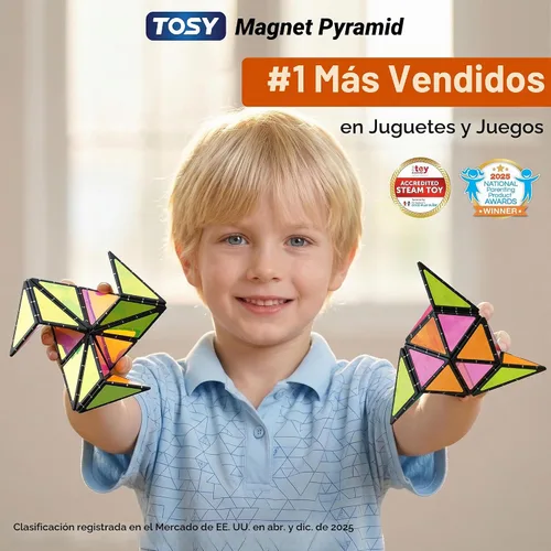 Vista 2 de TOSY Pirámide Magnética que Brilla en la Oscuridad - 1 Cubo se Transforma en 1 Billón de Formas, 15 piezas
