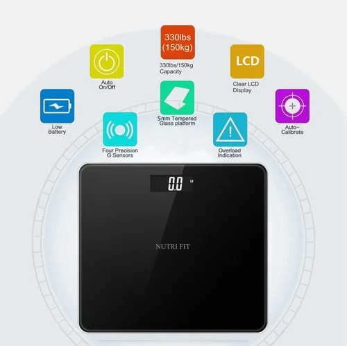 Vista 8 de NUTRI FIT Báscula digital de baño para peso corporal, báscula de baño para observar peso preciso con pantalla LCD grande, más precisa para uso