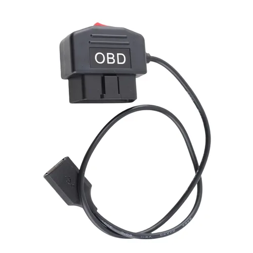 Vista 2 de Keenso Cable de alimentación OBD, 48cm/18.9in OBD Cable adaptador de corriente con botón de interruptor Acc Mode Protección de bajo voltaje