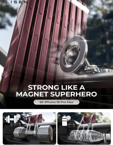 Vista 4 de LISEN Soporte de coche MagSafe para iPhone 17 Pro Max, soporte de teléfono ultra magnético para tablero de automóvil, accesorios de automóvil
