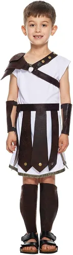 Vista 5 de Snailify Disfraz unisex de guerrero romano para niños, disfraz de cosplay griego antiguo