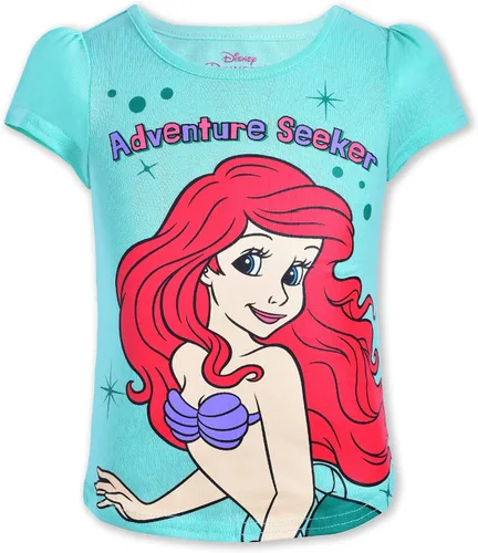 Vista 4 de Disney Paquete de 4 camisetas de manga corta para niña, Cenicienta, Bella, Rapunzel y Ariel