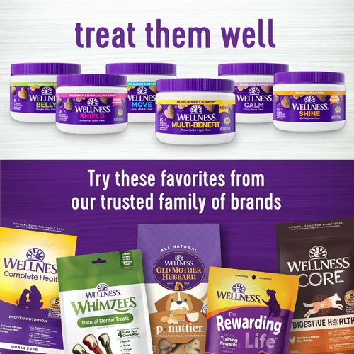 Vista 7 de Wellness Suplementos masticables suaves con sabor a mantequilla de maní y manzana para perros, 45