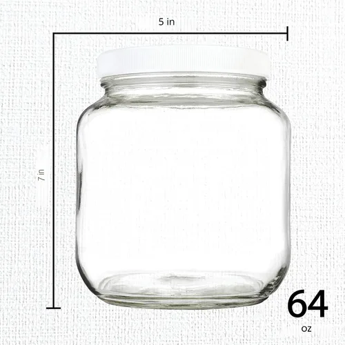 Vista 2 de kitchentoolz Tarro de masón de medio galón - Tarro de vidrio de boca ancha de 1/2 galón con tapa - Envases de almacenamiento de vidrio herméticos